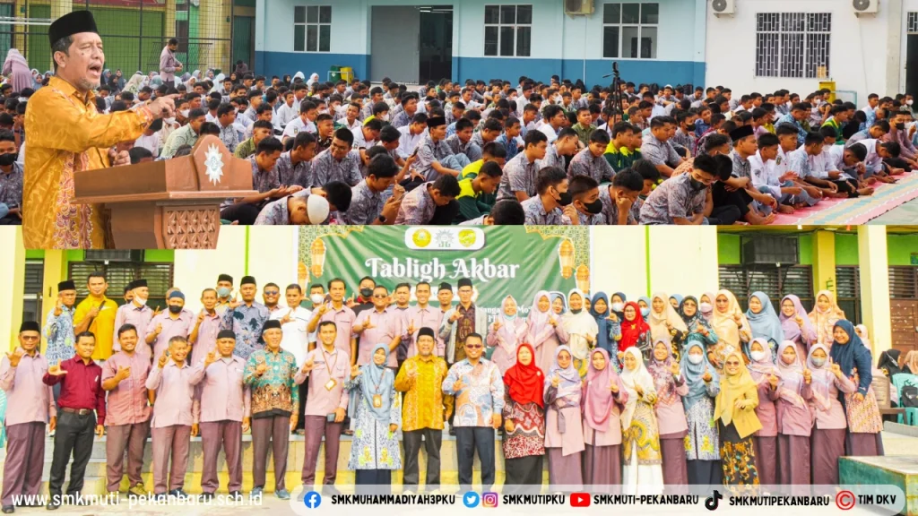 Tabligh Akbar Maulid Nabi Muhammad SAW di SMK Muhammadiyah 3 Pekanbaru bersama Rektor UMRI Dr. Saidul Amin
