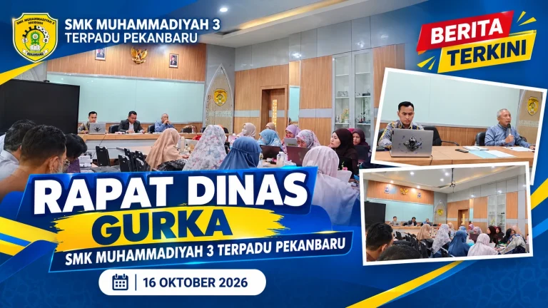 Rapat dinas guru dan karyawan SMK Muhammadiyah 3 Terpadu Pekanbaru.
